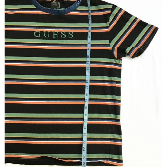 2 Guess Originals T Shirts Mens M White Gray Black Striped Retro Embroidered S/S - Picture 6 of 12